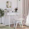 Wooden Make-Up Stool Dressing Chair Bedroom Vanity Bench With Sponge