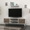 Horus TV Stand Cabinet 120cm Finished in White & Walnut With Floating Shelve