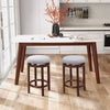 Set of 2 Bar Stools Wooden Counter Height Chair 360° Swivel Kitchen Padded Seat