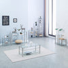3 Tiers Square Clear Tempered Glass Sofa Side End Table Bedside Table w/ Shelves