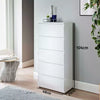 White 5 Chest of High Gloss Drawer Tall Cabinet Handle less Bedroom Furniture