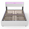Double Size Bed Upholstered Bed Frame w/ LED & 4 Drawer Storage,USB Charging UK