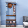 Solid Wood Coat Rack Stand Clothes Hanging Rail Rack Shelf Closet Portable Use