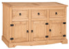 Corona 3 Door 3 Drawer Sideboard – Solid Pine Rustic Waxed Wood Cabinet Unit