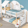 3FT Treehouse Bunk bed Cabin Bed Frame Mid-Sleeper with Storage Ladder 90x190 cm