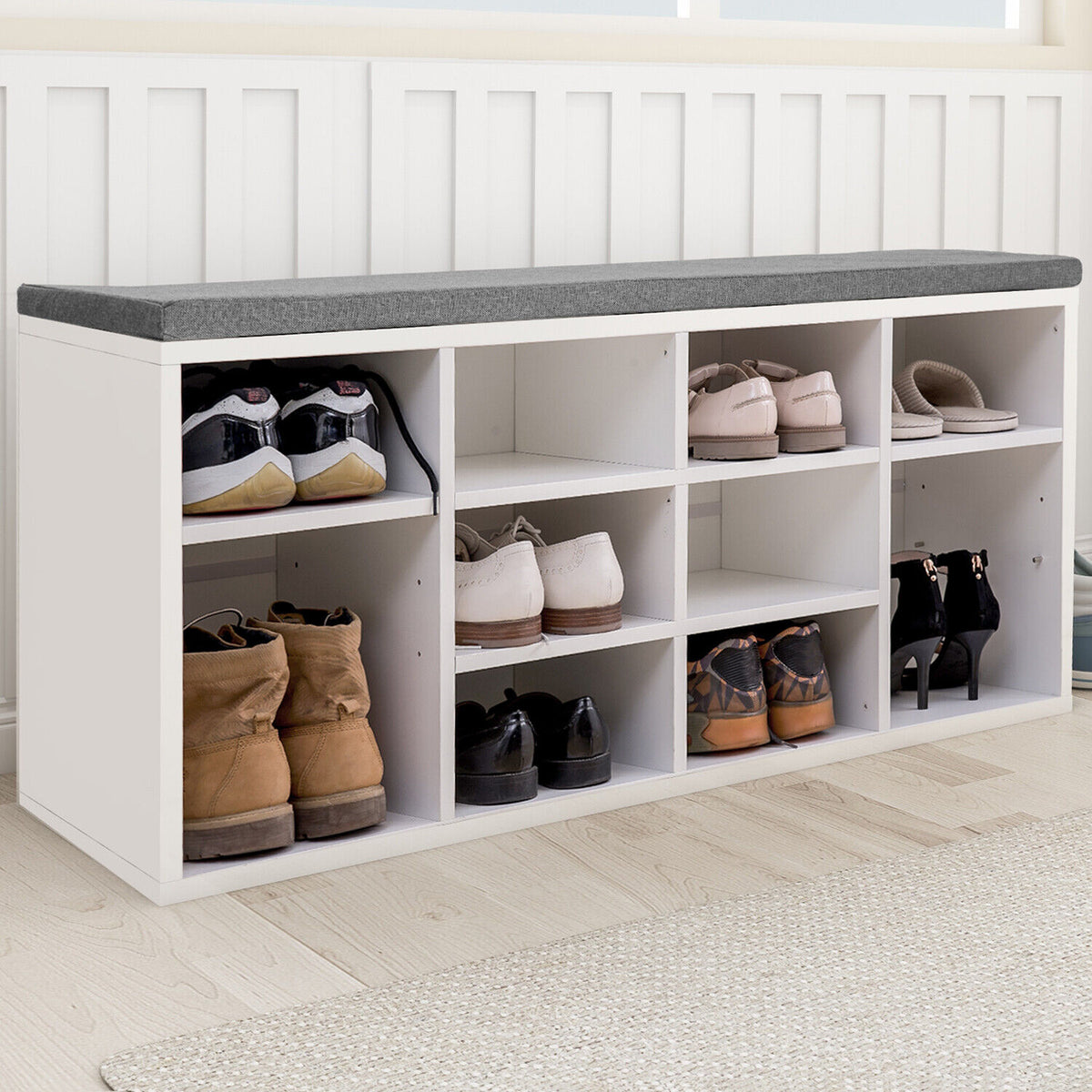 Shoe Storage Rack Cabinet Shoe Bench Shoe Shelf 10 Compartments with C ...