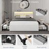 Double Size Bed Upholstered Bed Frame w/ LED & 4 Drawer Storage,USB Charging UK