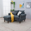 2 Seater faux leather/Linen Fabric Love Seat Sofa Armchair with Footstool Couch
