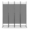 Folding 4 Panels Carbon Steel Frame Room Divider Wall Privacy Screen Protector