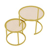Nesting Teal Colour Glass Coffee Table Sofa Side Round Living Room Furniture Set