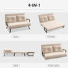 Convertible 2-Seater Sofa Bed Double Loveseat Adjustable Backrest Cushions Beige