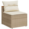 Garden Sofa Set 5 Piece with Cushions Couch Beige Poly Rattan Acacia