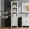 150cm White Tall Bathroom Cabinet Slim Storage Cabinet w/Single Door & 3 Shelves