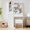 White Dressing Table MDF Makeup Desk Dresser with Slide Mirror 6 Drawers Stool