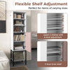 Sturdy Metal Support Slim Cupboard Tall Kitchen Storage Cabinet-White