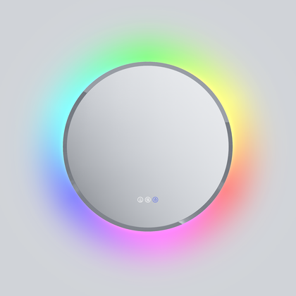 600x600mm RGB LED Bathroom Mirror Backlit Dimmable Light Demister Make-up Vanity