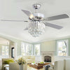 52'' Crystal Ceiling Fan Light 5 Blades 3 Speed Chandelier Lamp w/Remote Control