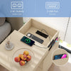 LED Bedside Table 2 Drawers Cabinet Charging Station Nightstand Storage Wood