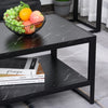 Two-Tier Marble Effect Coffee Table with Metal Frame Living Room Table Black