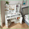 Modern Vanity Dressing Table Makeup Desk with LED Light Mirror Stool Shelf Set