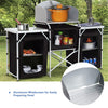 Portable Folding Camping Kitchen Unit Cupboard Windbreak Stand Storage Table