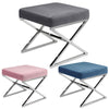 Velveteen Pouffe Chairs X-Shape Legs Footrest Ottoman Vanity Dressing Seat Stool