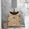 Bathroom Countertop Basin Set Tempered Glass Wash Sink Tap Waste Bowl Gold UK