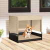 Outdoor Dog Shelter Elevated Rattan Dog House w/Cushioned Bed