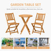 3 Piece Wooden Folding Bistro Set Dining Table and Chairs for Outdoor Patio