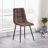 2X Dining ChairsBrown Faux Leather Kitchen Padded Soft Seat Metal Leg