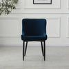 2 Pcs Blue Velvet Dining Chair Lounge Chair with Metal Black Legs