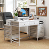 Industrial Styled Workstation Writing Table Computer Desk w/ 5 Drawers-White