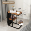 LED Side Table 3 Color Lighted Bedside Sofa End Table with Storage Pocket Brown