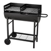 Portable Half Open Drum Barrel Barbecue w/Adjustable Grills&Shelf&Wheels&Handle