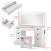 Dressing Table with 7 drawers Mirror Stool Set Bedroom Makeup Desk Vanity table