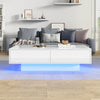 Coffee Table with 2 Storage Drawers White High Gloss Tea Table with LED Lights