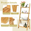 4-Tier Ladder Shelf Bamboo Bookshelf Bookcase Storage Organizer Plant Stand