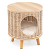 Cat House Cat Bed Cat Litter Box Enclosure w/ Rattan Frame