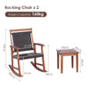 3 Pcs Outdoor Patio Rocking Chair Acacia Wood Rocker Side Table Set Brown