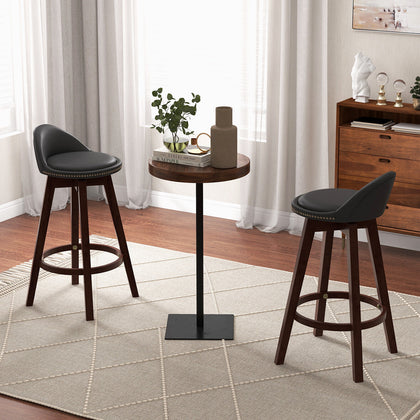 2X Swivel Bar Stool Armless PVC Leather Bar Height Chair w/Rubber Wood Leg Black