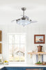 42'' LED Ceiling Fan Light Luxury Crystal Chandelier Dimmable 3-Color w/Remote