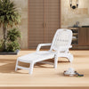 Resin Reclining Sun Loungers 5 Positions Adjustable Foldable Chair with Wheels