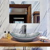 Silver Bathroom Countertop Basin Tempered Glass Wash Sink Boat Shape w/Tap Waste