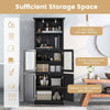 Chic Wood Storage Cabinet 2 Doors Display Organizer Pantry Cupboard Black