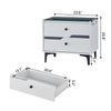 White High Gloss LED Bedside Table Cabinets 2Drawers Nightstand Glass Top