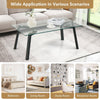 Tempered Glass Coffee Table Rectangular Cocktail Snack Tea Table with Metal Leg