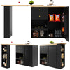 360° Swivel Bar Table Dining Table Kitchen Island with Storage Cabinet Cupboard