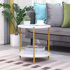 Marble Effect 2-Tier End Table Sofa Side Tables for Living Room Bedside Table