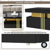 Modern Black Rectangular Coffee Table with 2 Storage Drawers for Living Room