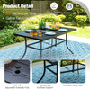 Metal Garden Dining Table Outdoor Patio Table w/ Umbrella Hole for 6 Person